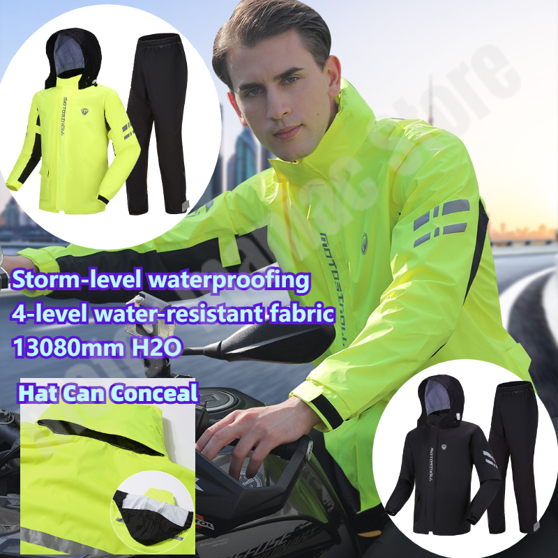 Motorcycle Gear Jumpsuit - Men Motorcycle Raincoat Suit Outdoor Rainwear