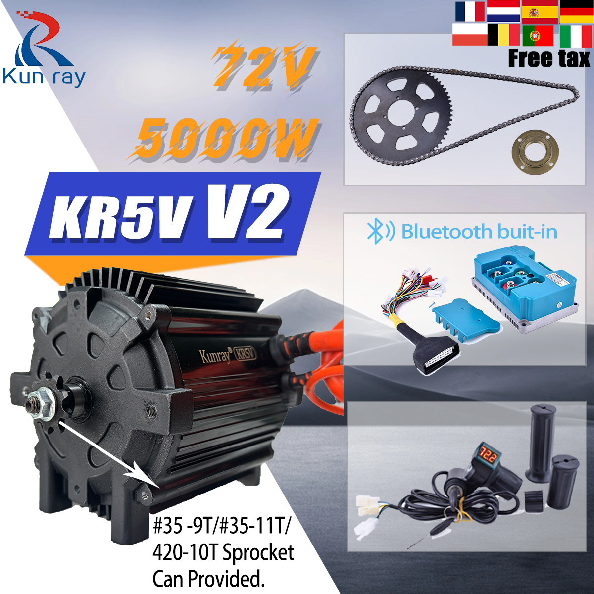 Motorcycle Gear Kit - Kunray KR5V V2 72V 5000W Electric