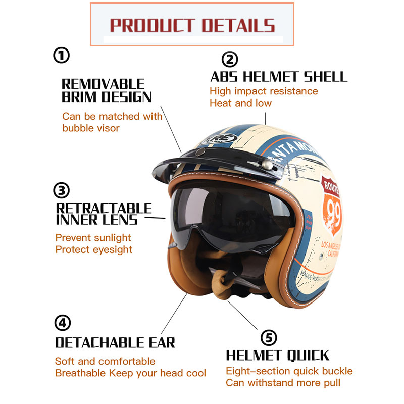 Adult Motorcycle Helmet Vintag - Motorcycle Gear In Store incelemesi ve fiyatı